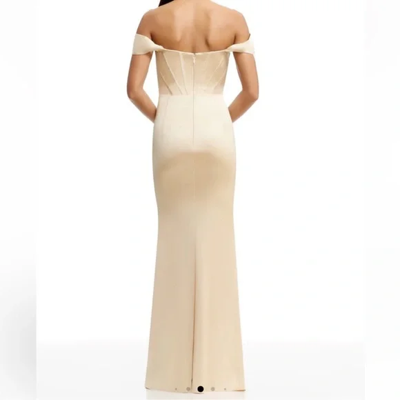 Dress The Population Melania Off the Shoulder Gown Maxi Dress Champagne Size XS - Picture 2 of 13